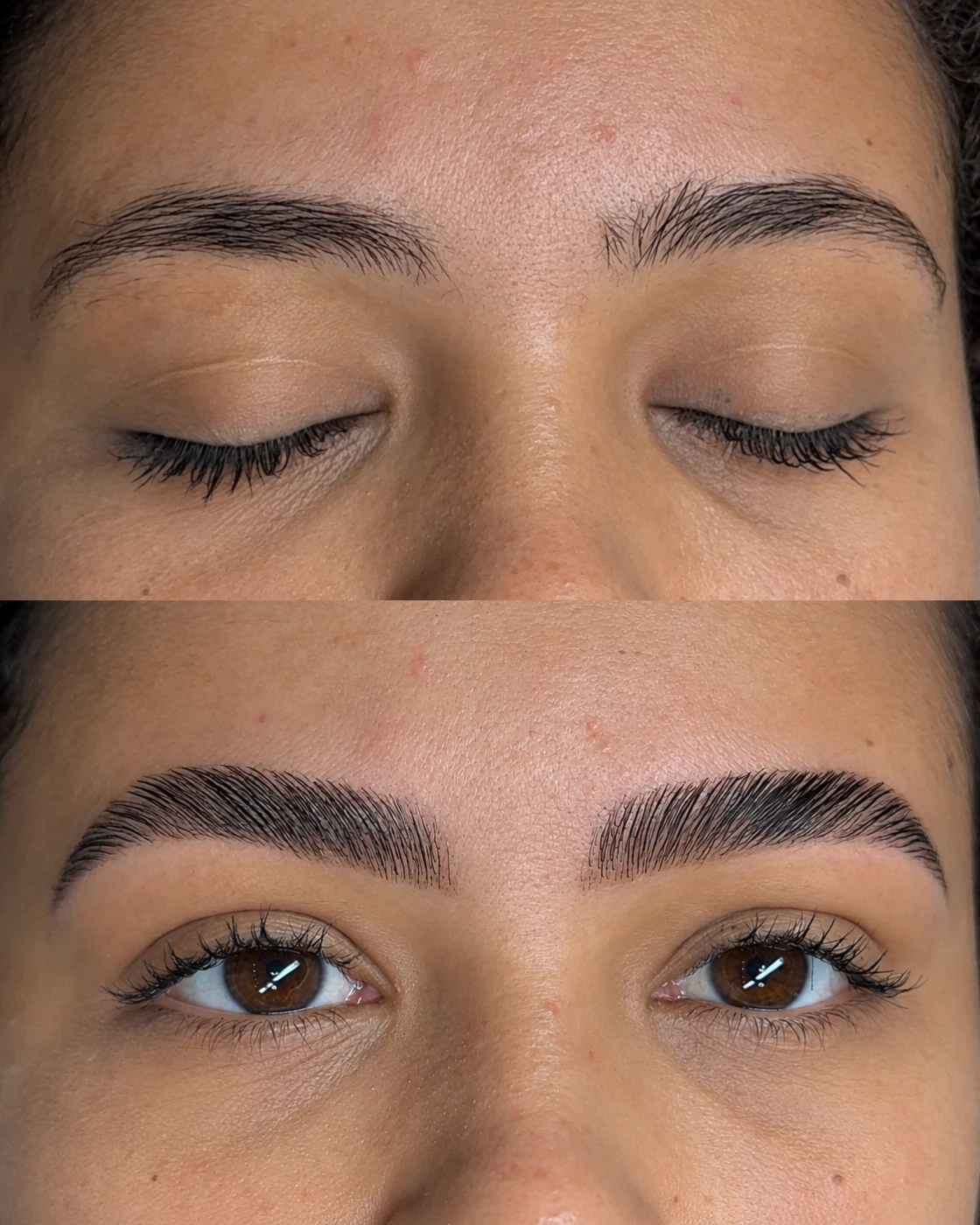 Resultado de brow lamination nas sobrancelhas